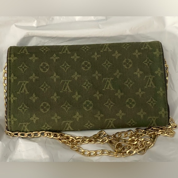 Louis Vuitton vintage min Lin denim green Monogram Wallet - Picture 2 of 13